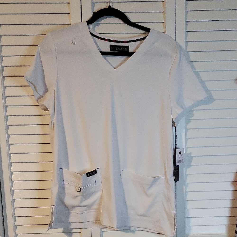 Asics White V-Neck Short Sleeve Top